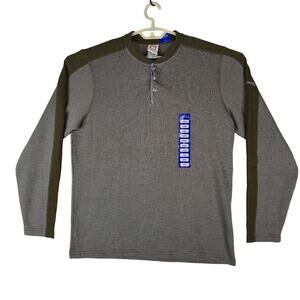 Avalanche Jago Henley Shirt Mens L Dark Olive Green Thermal Waffle Knit Outdoors